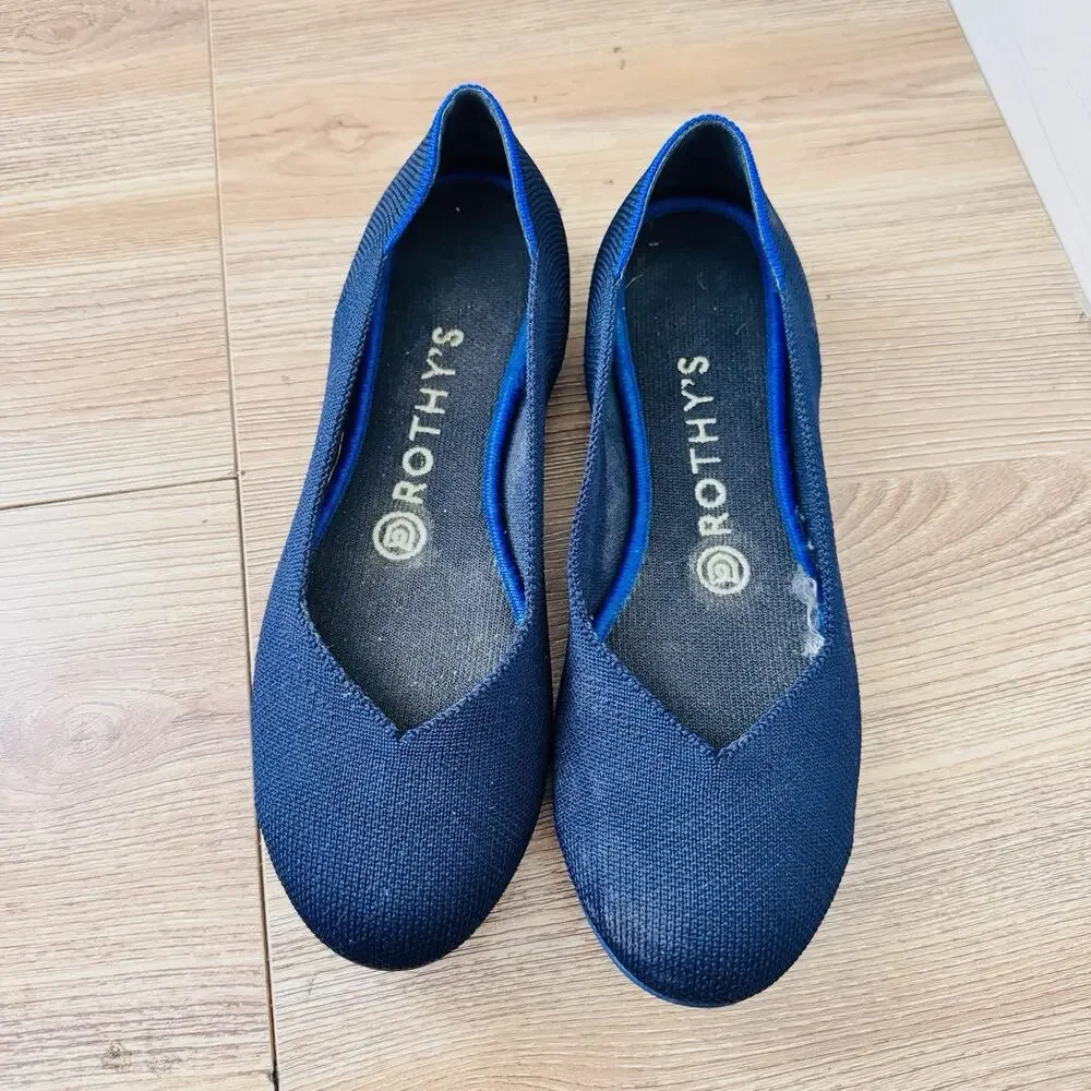 Rothy’s The Flat Navy Blue Knit Slip On Flats Women’s Size 7.5